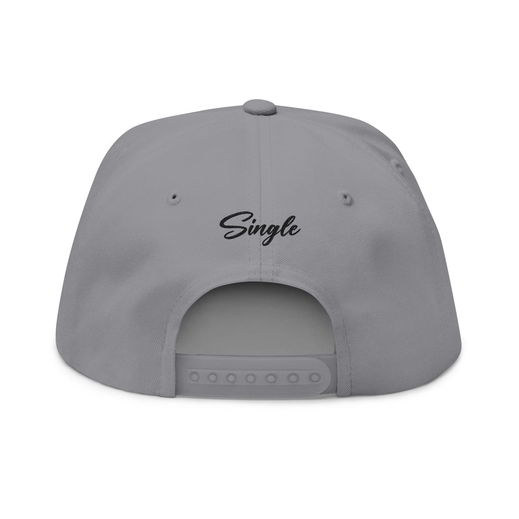 Single Script Embroidered Flat Bill Cap | Black Text Snapback