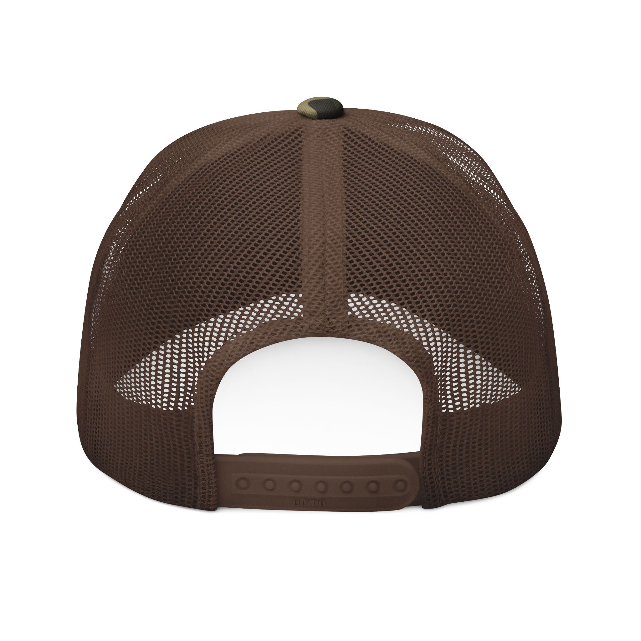 Camouflage Trucker Hat — 'Single and Hunting' Embroidered Cap for Camping & Outdoors