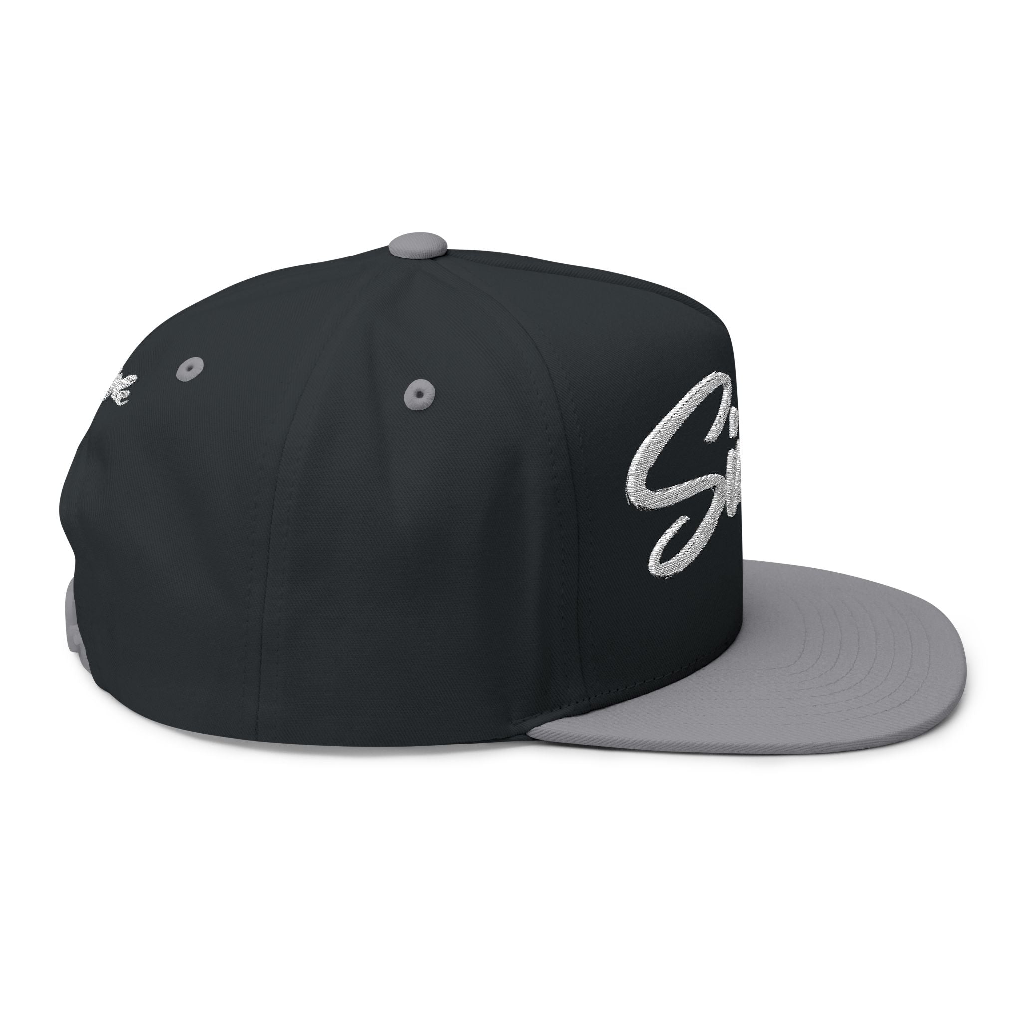 Single Script Embroidered Cap | Flat Bill Snapback