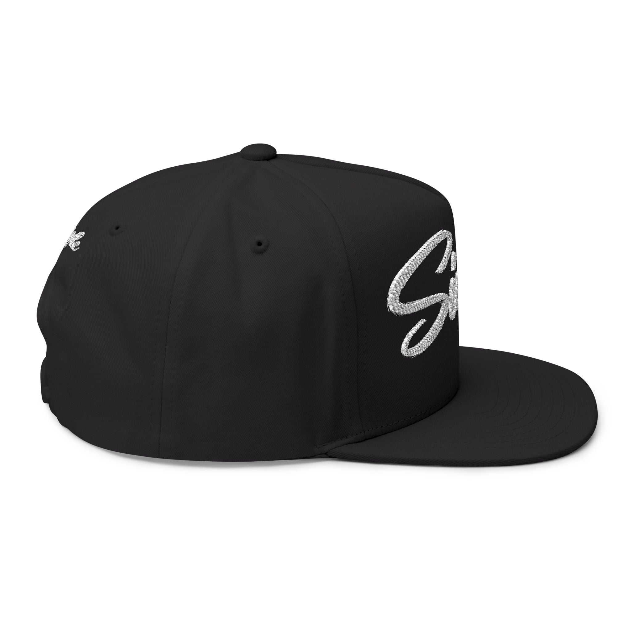 Single Script Embroidered Cap | Flat Bill Snapback