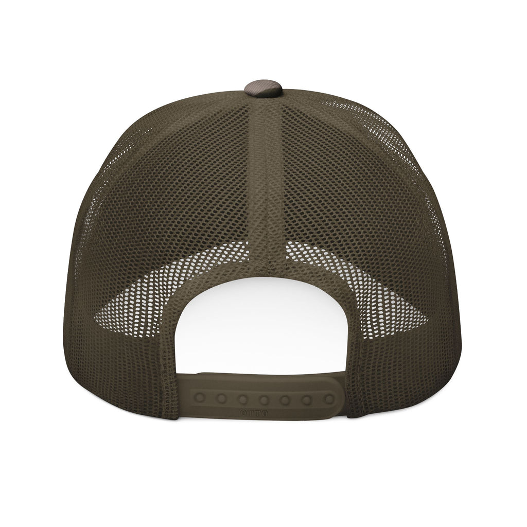 Camouflage Trucker Hat — 'Single and Hunting' Embroidered Cap for Camping & Outdoors
