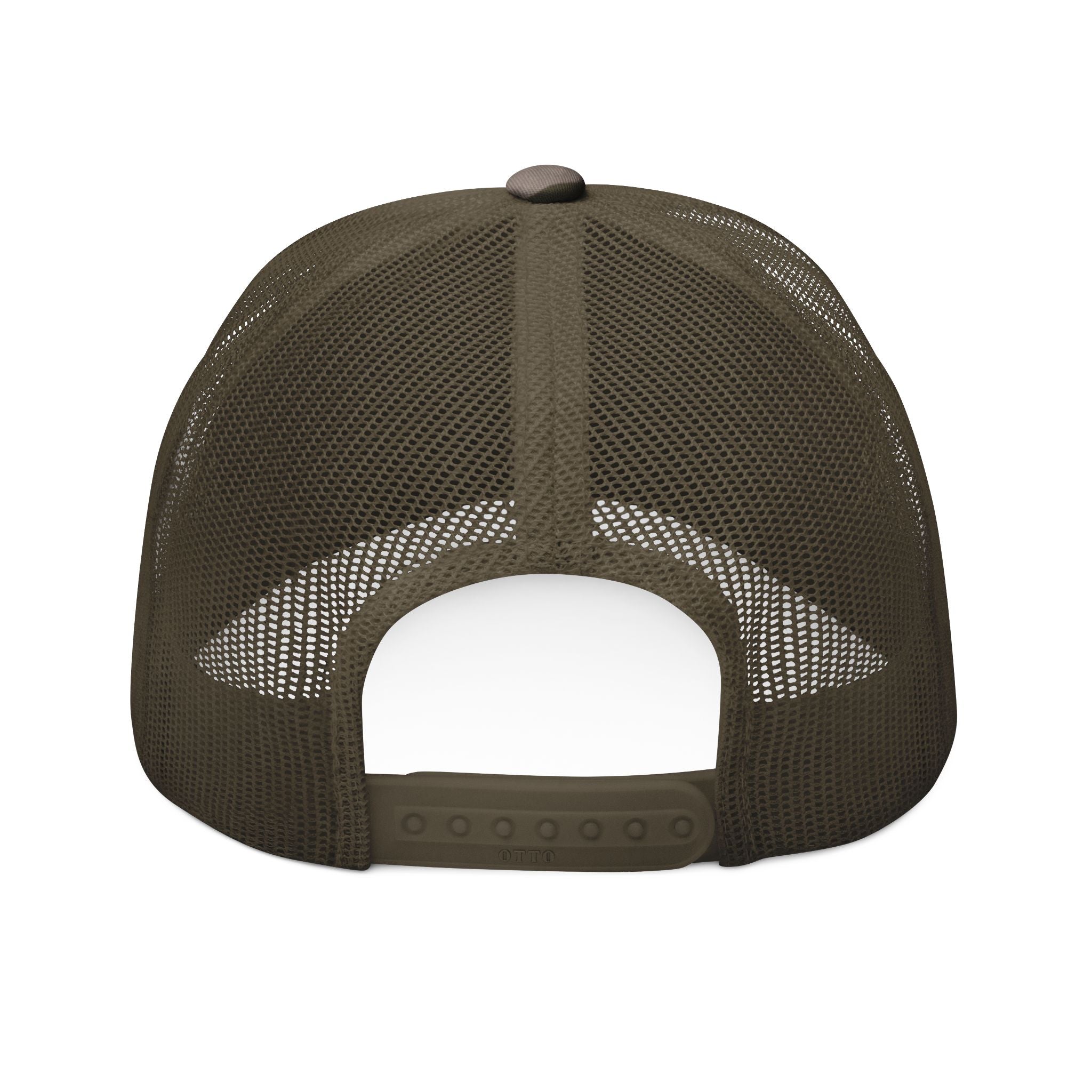 Camouflage Trucker Hat — 'Single and Hunting' Embroidered Cap for Camping & Outdoors