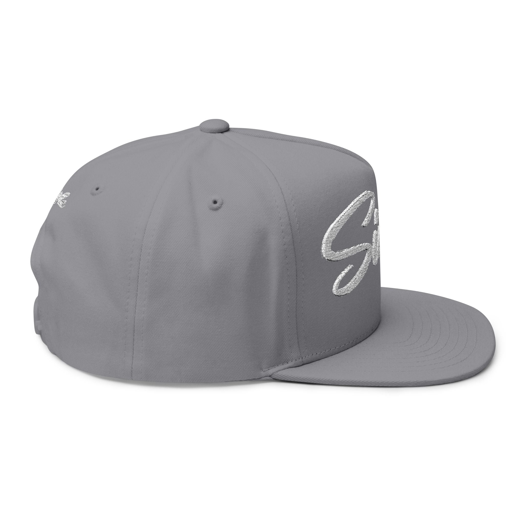 Single Script Embroidered Cap | Flat Bill Snapback